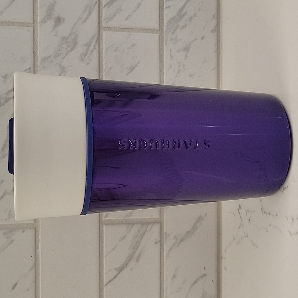 Starbucks Metallic Purple And White Ceramic Tumbler With Lid